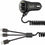 Budi Car Charger 3 in1 cable - 17W/5V3.4A - 2 ports with 1.8m 3in1 coiled cable - CC068T3B