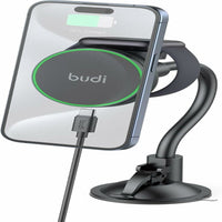 Budi Universal Magnetic Car Holder - Universal Magnetic Wireless Car Charger Holder (Windshield +Vent+ Retractable Cable) - CM579B