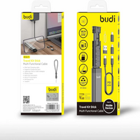 Budi Travel Kit Stick -8 In 1- Fast Charging cable Lightning/Micro/USB-A Adapter - DC516CB