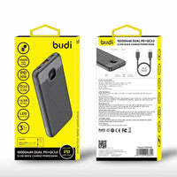 BUDI 10000mAh DUAL PD PORT 22.5W QUICK CHARGING POWER BANK INCLUDES 1PCS PD65W C-C CABLE – PB089B
