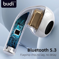 Budi BT5.3 True Wireless Stereo - Earphone battery:35 mAh - Charging Pad:230mAh - Standby Time:12H - EP17
