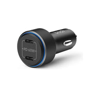 BUDI CAR FAST CHARGER WITH TYPE C CHARGING PORT 60W (PD 30W+30W) METAL CASE - CC632B